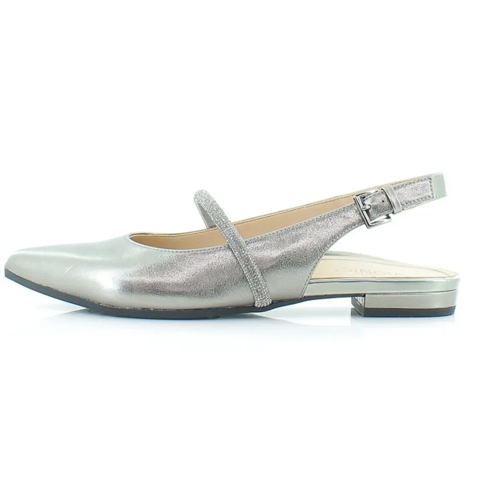 Vionic Metallic Silver Slingback Mary Jane Flats - Picture 2 of 8